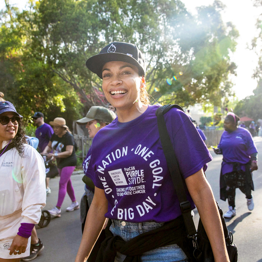 Wishing a very happy birthday to our dear friend, @RosarioDawson! Thank you for being such a passionate advocate for our mission and always coming out to #PanCANPurpleStride in honor of your dad. We are so grateful for all that you do! 💜