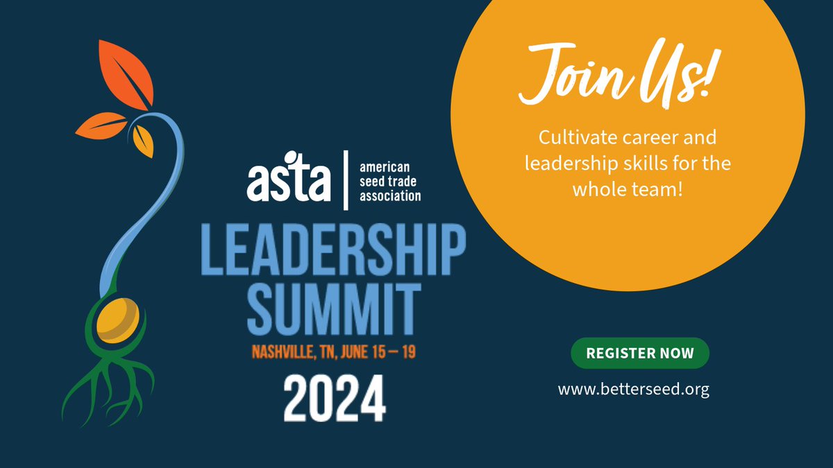 Join us this June for the ASTA Leadership Summit! Cultivate career and leadership skills for all staff levels in your team, while networking with the top execs in the seed business. Learn more and register today! #GrowingLeaders #JustGrowIt asta.swoogo.com/ls24