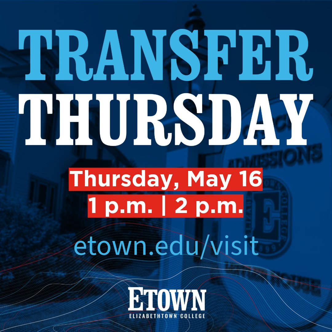 Are you looking for a change? Discover why #etowncollege is considered one of the nation's top transfer-friendly institutions by visiting with us at our May 16 Transfer Thursday!⠀⠀⠀⠀⠀⠀⠀ Register today: bit.ly/3hMZEwp.