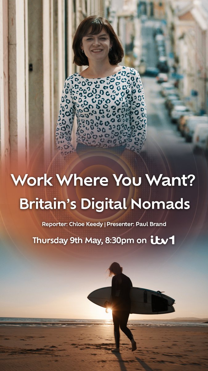 Tune into ITV tonight at 8.30pm for “Work Where You Want? Britain’s #DigitalNomads”. @ChloeKeedyITV delves into the lifestyle led by people working and travelling at the same time, and she explores the future of the workplace here in the UK. @ITV @ITVTonight @ChloeKeedyITV