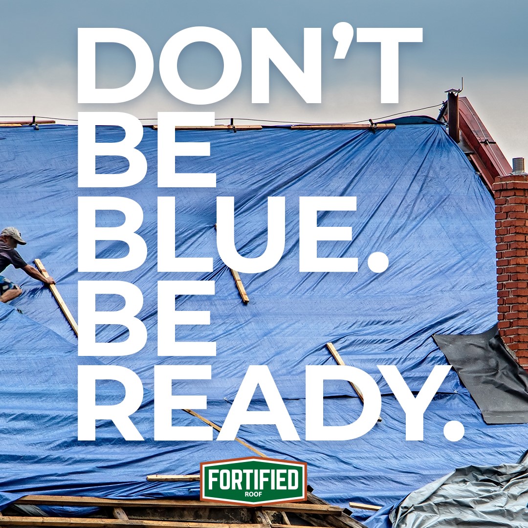 Blue is NOT your roof's color, so make sure it's ready before the start of #HurricaneSeason on June 1. Get #FORTIFIED. Learn more at fortifiedhome.org/roof/. #FORTIFIEDRoof #HurricaneStrong #HurricanePrep #HurricanePreparednessWeek