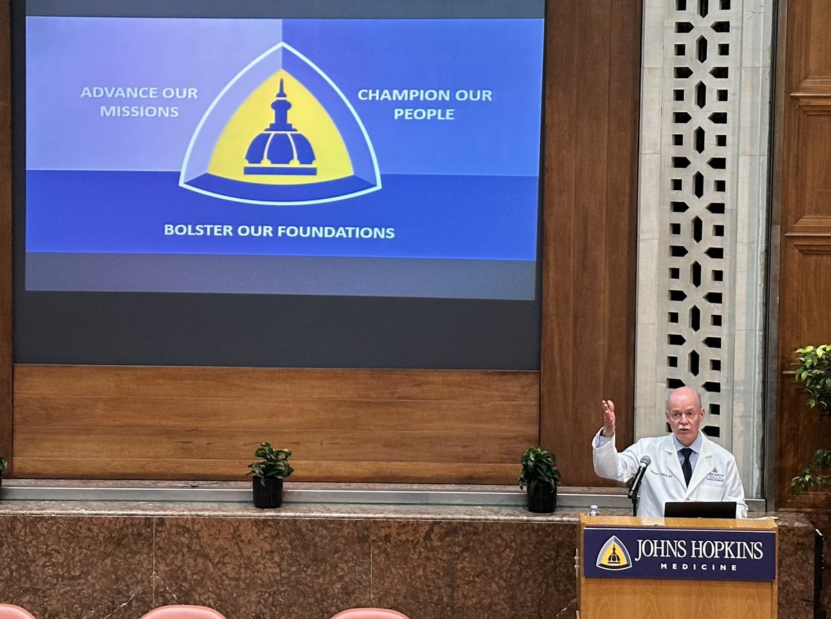 Our Dean Ted DeWeese discussing our Why at the @HopkinsMedicine Town Hall. #GoldenAgeOfDiscovery