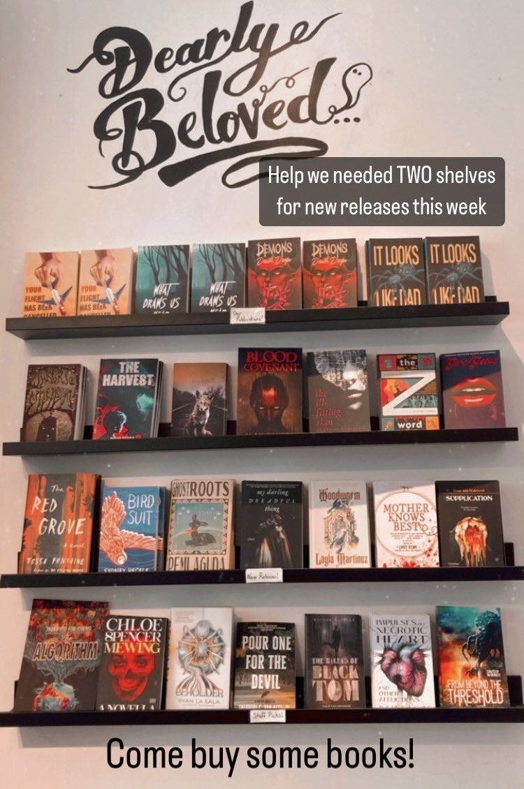 It has been a great week for indie horror in the shop! We couldn’t fit the restock in our Dearly Beloved display because we simply had too many new books to show off. 🖤👻📚