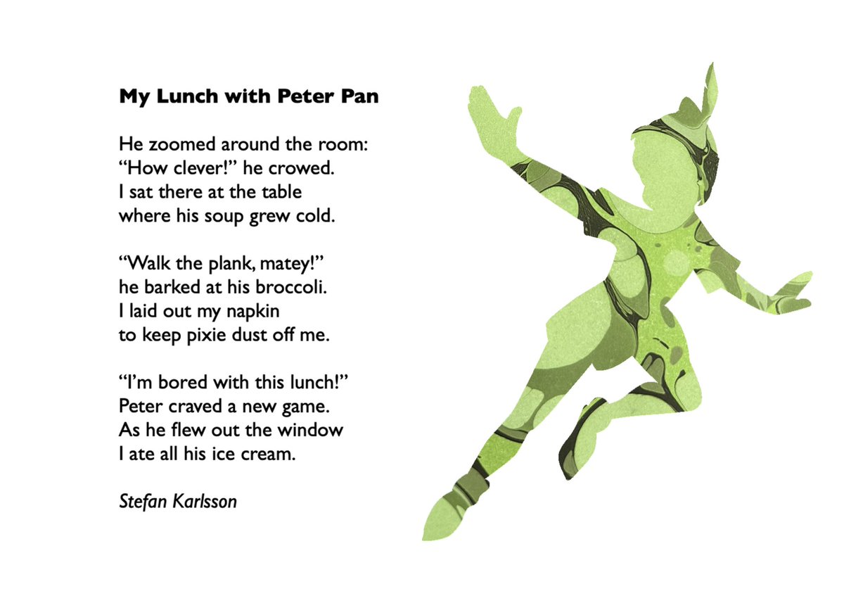 stefkidlit's tweet photo. I saw that today is #PeterPanDay! Here’s a little #poemforkids about the time I had lunch with Peter Pan. #poetryforkids #kidlit #PeterPan https://t.co/VT1YjNdaUx