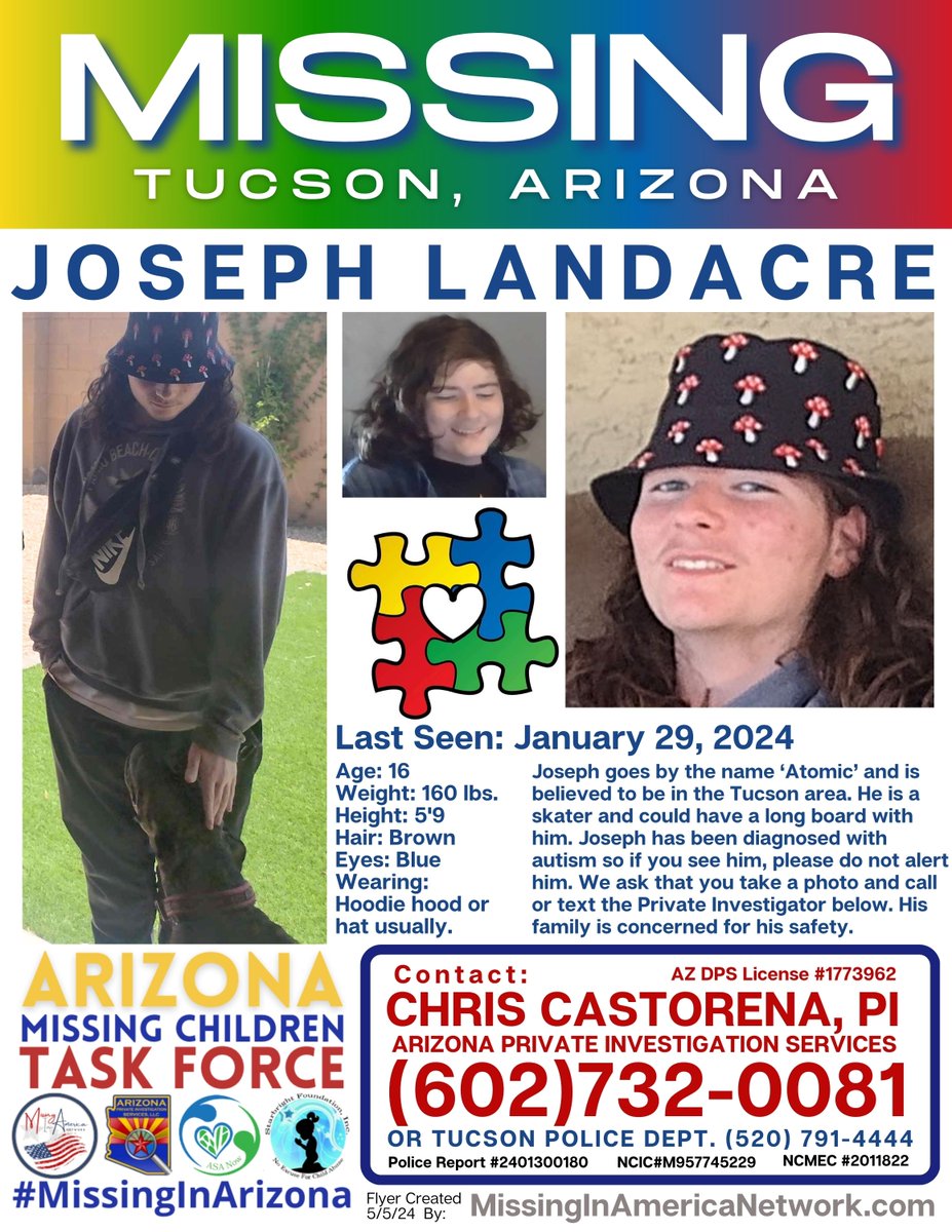 Joseph Landacre (16) 🚨 MISSING/ENDANGERED 🚨 #BOLO 👀 Tucson, Arizona #MissingInAmericaNetwork 🇺🇸 #MissingInArizona #CareAndShare 💛 @ArcticfoxTrue @miracle4missing @JointheMOBcrew @erin_knabel @Freyja55228624 @truecrimereplay @TrueCrimeSister @jodicita @lauri0226 @GabbyFind…