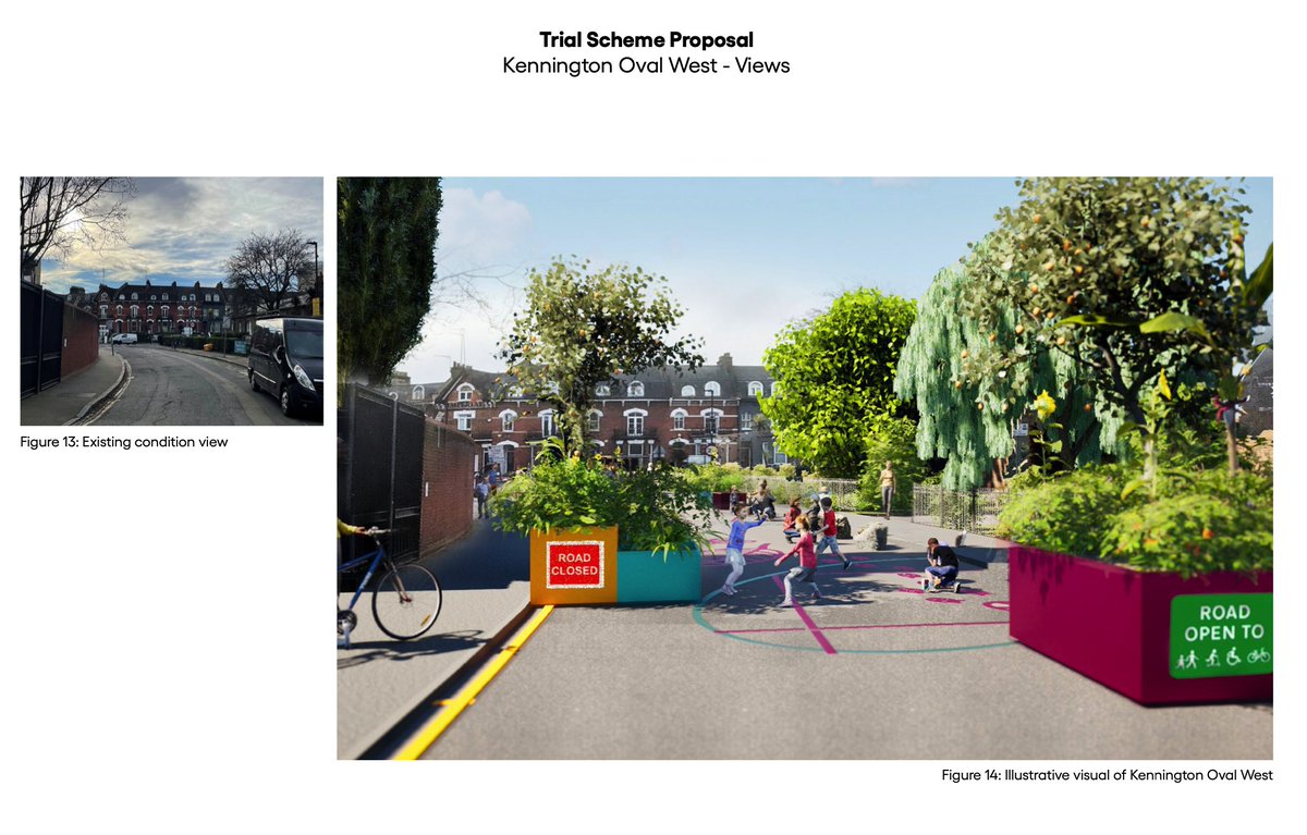 Lambeth comes forward with first new LTN post-mayoral election - this time removing through traffic from the streets, estates and schools around Kennington Oval. also removing about 90 on-street parking bays and replacing with public space moderngov.lambeth.gov.uk/ieDecisionDeta…