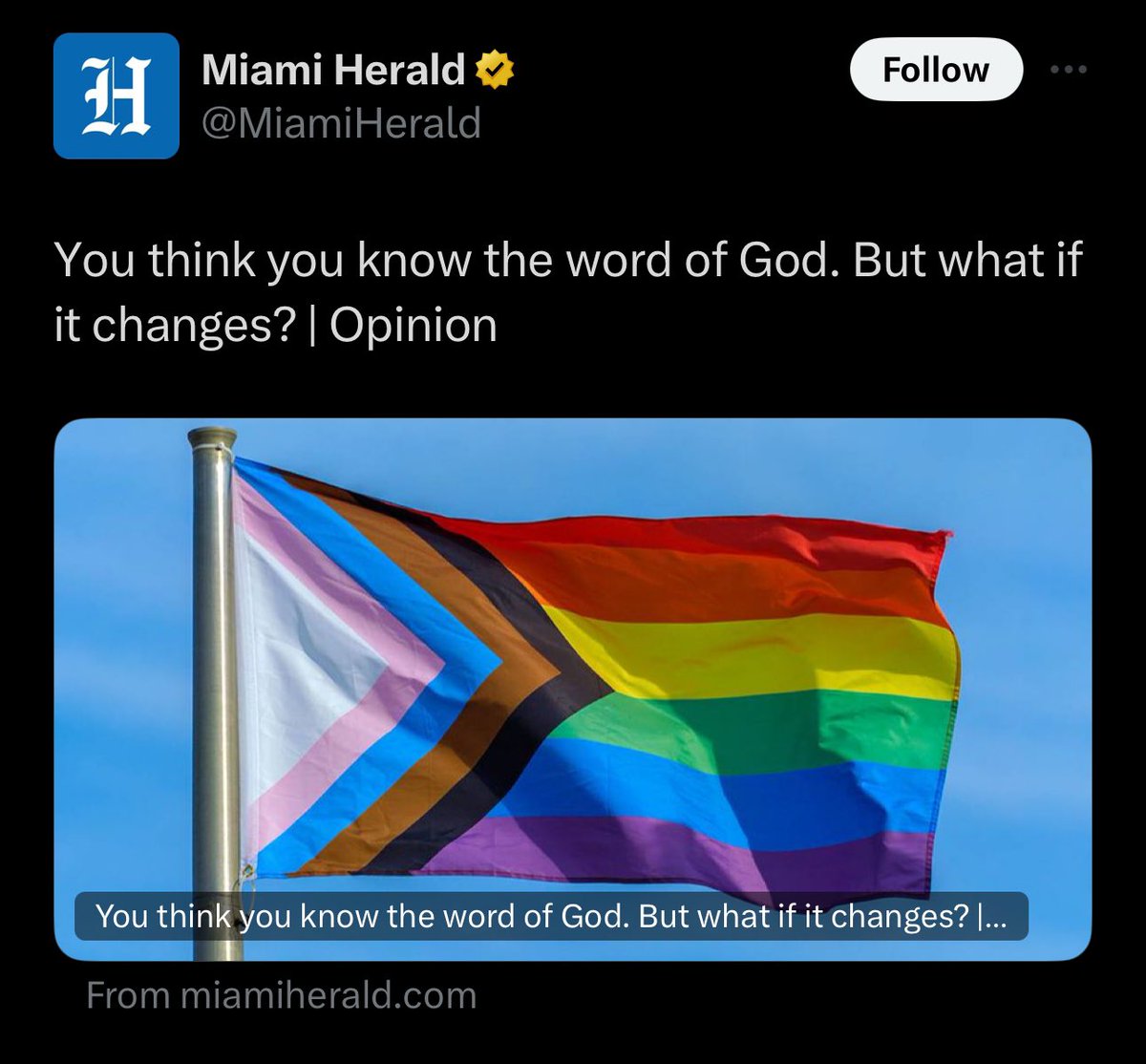 It doesn’t change - propagandists like the @MiamiHerald are lying about God’s word