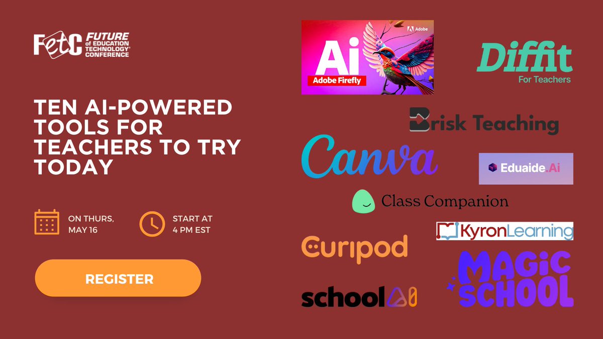 We are excited to be a part of this @fetc webinar.

This will be an introduction to AI-powered edtech tools highlighting their features and benefits that teachers can try as they grow their skills and begin implementing new technologies.

Sign up here: event.on24.com/wcc/r/4581001/…
