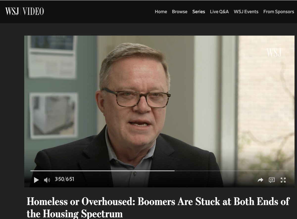 Close to 30% of the U.S. adult homeless population is 55+. #PennSP2’s @DennisCulhane explains to the Wall Street Journal (starting at 2:14) why the federal safety net needs to be fixed to address increased homelessness of aging and disabled people. wsj.com/video/series/w…