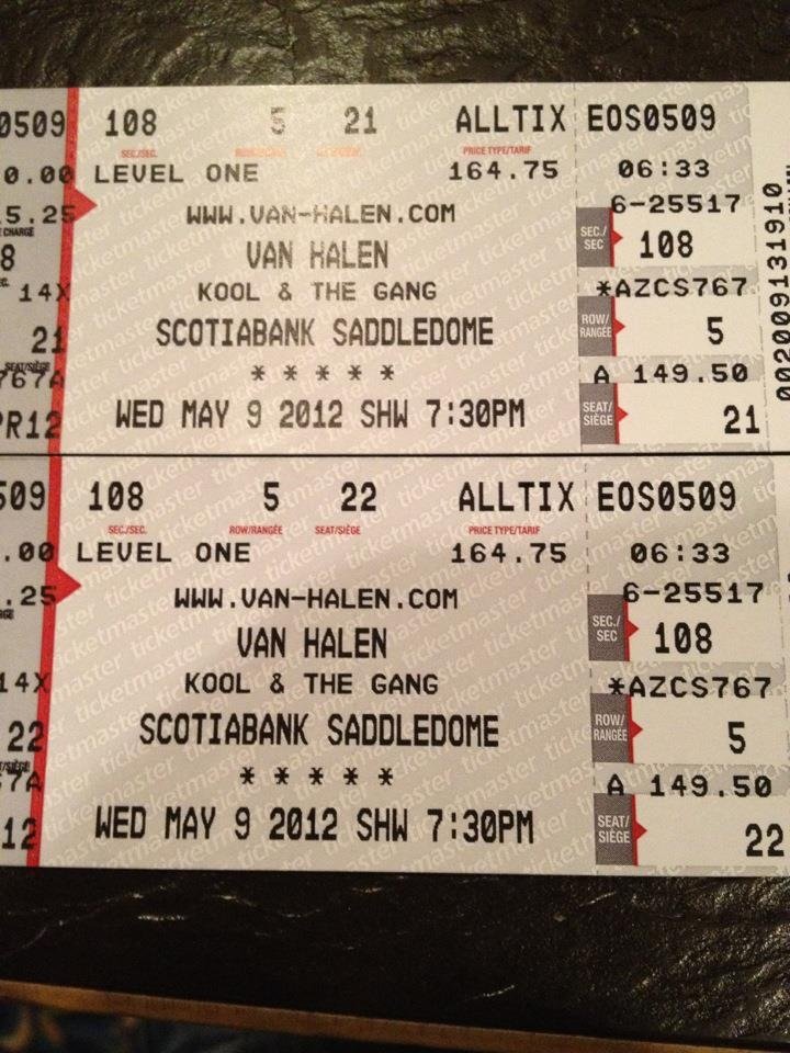 This Day in VH 5/9/2012: @VanHalen plays the Scotiabank Saddledome in Calgary, Alberta, Canada.