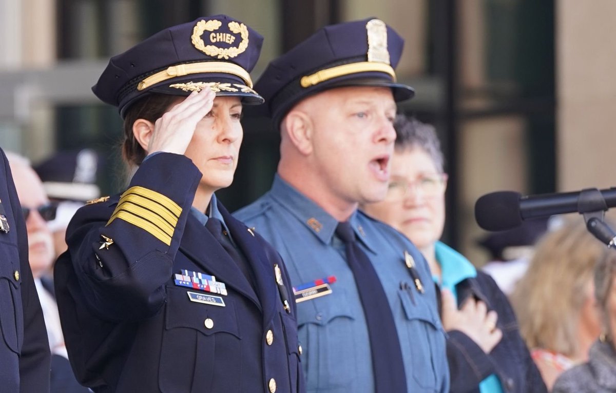 At a memorial service this morning, we remembered and recognized the officers who lost their lives in the line of duty at KCPD. There are 120 of them. All of these officers made the ultimate sacrifice while serving Kansas City. 1/2