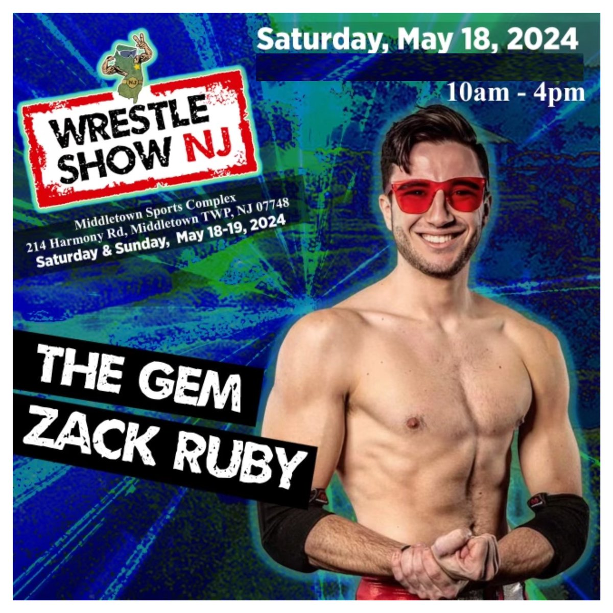 💎Come meet “The GEM” Zack Ruby next SATURDAY, MAY 18, 2024 (10am-4pm) @ The Middletown Sports Complex for Wrestle Show NJ 💎
#njwrestling #wrestleshownj #wrestling #prowrestling #prowrestler #nj #event #signing #meetandgreet #professionalwrestling #aew #wwe #ecw #tna #roh