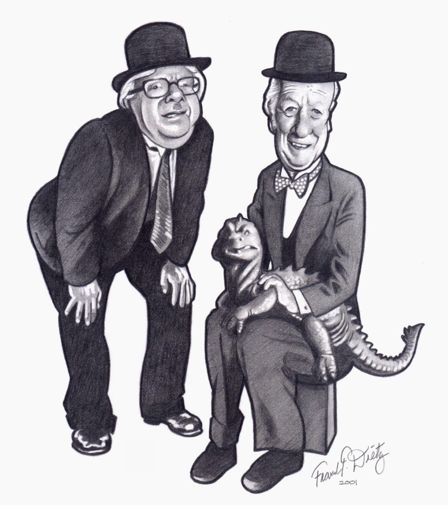 Take a look at this lovely illustration by artist Frank Dietz depicting Ray Bradbury & his best friend Ray Harryhausen as their favorite comedy duo, Laurel and Hardy. This illustration is featured in the final chapter of Ray Harryhausen: Titan of Cinema. #BestFriends #TheTwoRays