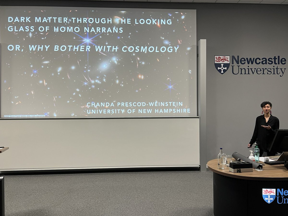 Dr Chanda Prescod-Weinstein @IBJIYONGI to @uniofnewcastle delivers the Robinson Prize Lecture in Cosmology: Dark Matter through the Looking Glass of Homo Narrans @Sage_NCL @NCLMathsStats @STEMNewcastle @IoPNorthEast @AstroObsNCL @DarkerMatters
