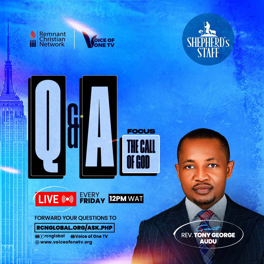 Join us tomorrow for a transformative session on our live Q&A with Rev. Tony Audu. It's every Friday by 12 noon. Use the link on the flyer for all your questions. Exclusive on all Voice of One TV social media handles.