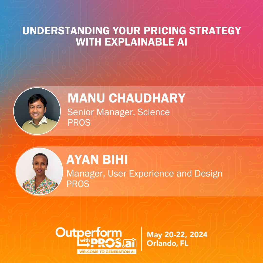 Join Manu Chaudhary, Senior Manager, Science and Ayan Bihi, Manager, User Experience and Design for a session on #ExplainableAI. Walk away with an understanding of data driving model decisions and how algorithms demystify #AI by revealing feature importance and comparable prices.