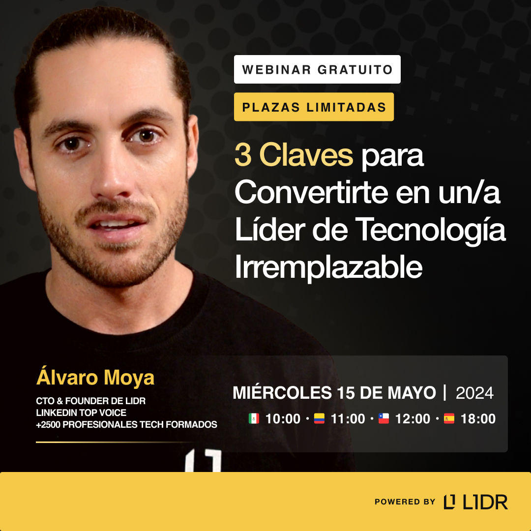 Lidr | Training great Tech Leaders (@lidr_cto) on Twitter photo Llega una nueva versión del evento de <a href="/AlvaroRMoya/">Alvaro Moya</a> que te convierte en un/a líder de tecnología equilibrado/a y altamente efectivo/a 🚀
Si te falta claridad como líder y te abruman tus nuevas responsabilidades, este webinar es para ti 🫵
Regístrate: lidr.co/3claves?utm_so… Llega una nueva versión del evento de <a href="/AlvaroRMoya/">Alvaro Moya</a> que te convierte en un/a líder de tecnología equilibrado/a y altamente efectivo/a 🚀
Si te falta claridad como líder y te abruman tus nuevas responsabilidades, este webinar es para ti 🫵
Regístrate: lidr.co/3claves?utm_so…