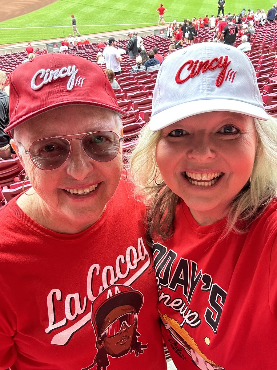 Mom and daughter representing our @CincyHat at the @Reds game today!! Let’s go Reds..we need to avoid a 🧹 today!