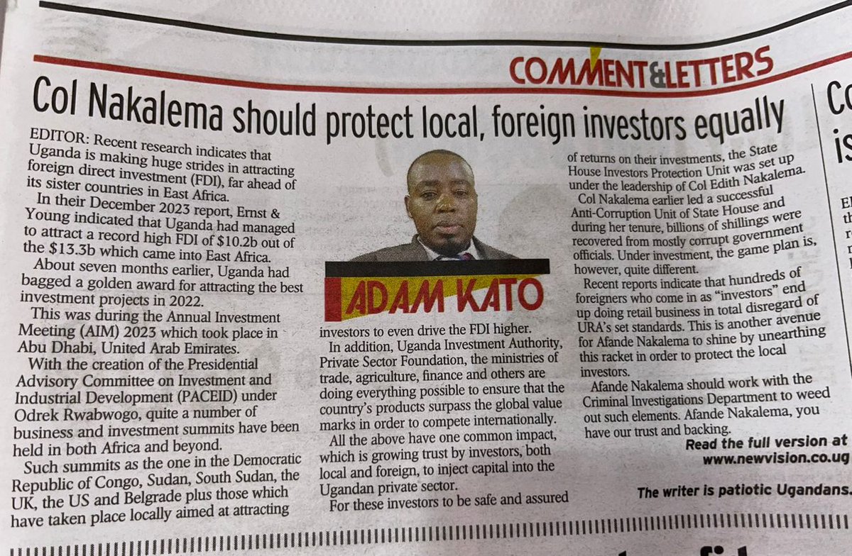 One of the State House Investors Protection Unit SHIPU @ShieldInvestors' objective is to protect both local and foreign investors @edthnaka #EmpoweringInvestors should be our priority. @ABHAYZIRABA @ugandan_patriot @IrynKabatesi @EliasLukyamuzi @Trilluganda @kamukamafredie