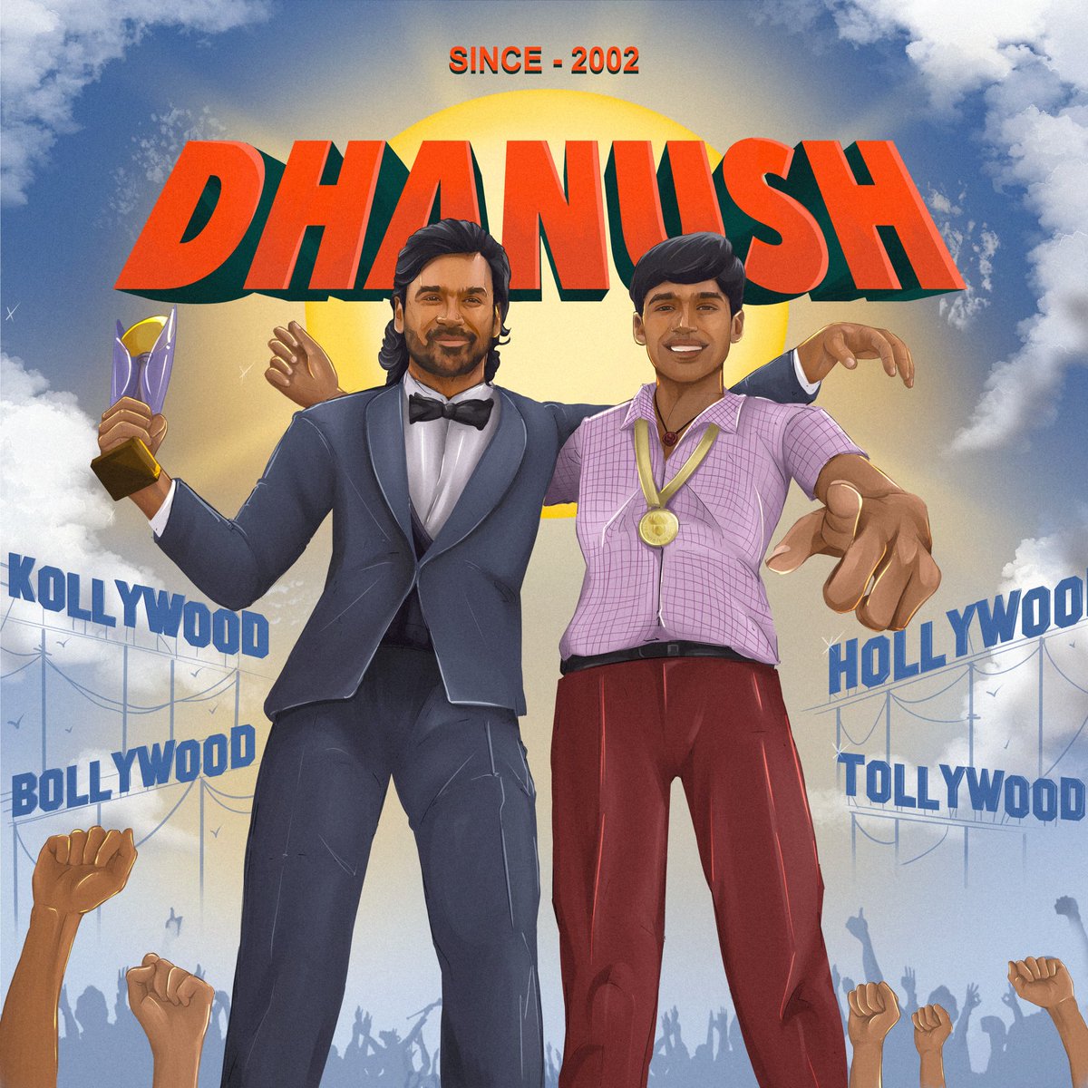 CDP to Celebrate 
#22iconicYrsofDHANUSH 💥

⭐@dhanushkraja #Dhanush

Design @dhaksh__art 🖌️

#CineWorldCW 🌍