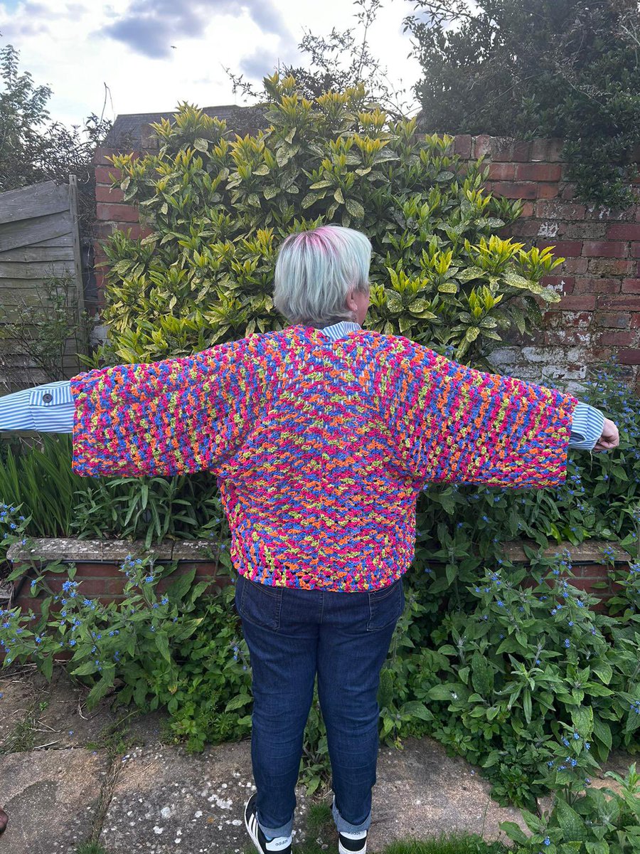 Very (stupidly) proud of my first crochet wearable for me. Onto the next one now 🧶
