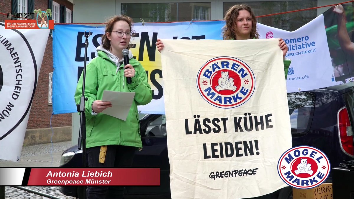 Demo in Münster: 'Wir haben es satt' (2024) - Redebeitrag von @greenpeace_ms zur Kampagne gegen Bärenmarke @MuensterKlima youtu.be/1ykW3dU2WvI