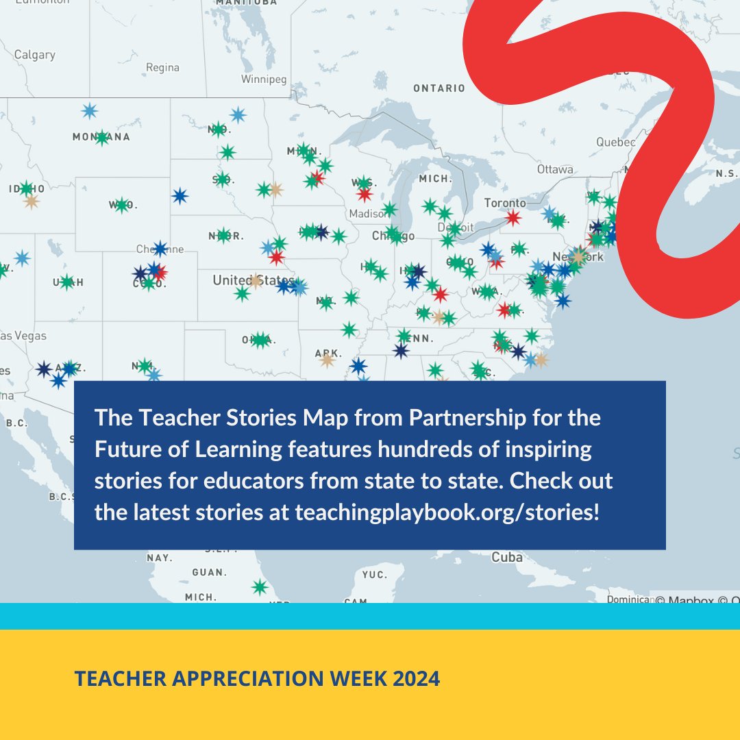 The Teaching Stories Map from @future4learning features over 100 inspiring stories which highlight the ways teaching is a great and honorable profession. Check out the entire map here: teachingplaybook.org/stories #Teachers #TeacherAppreciationWeek #PublicEducation
