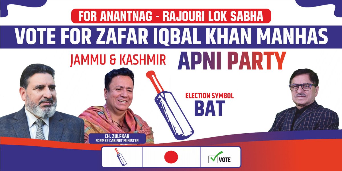 vipulbali1's tweet image. Wave of change is sweeping through as Apni Party gears up to secure victories in Central Kashmir and Anantnag Rajouri seats. People are ready to make their choice clear by pressing the bat button on May 13th and 25th. #ApniParty
@Ashraf__Mir
@Zafar_I_Manhas
@Apnipartyonline