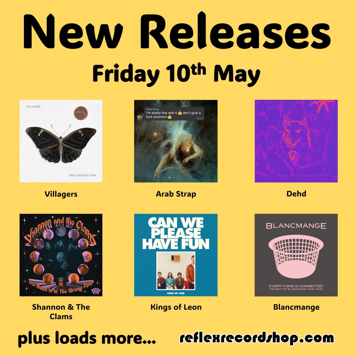 Click the link below to view our roundup of this week's arrivals... in which I get rather excited about @ArabStrapBand's new album! We also have releases by @KingsOfLeon, @wearevillagers, @shanandtheclams, #Dehd, @keeleyyforsyth and loads more! Full A-Z: mailchi.mp/reflexcd/new-r…