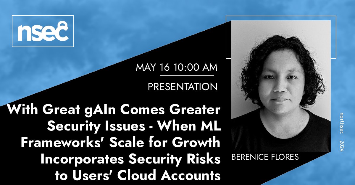 Excited to be presenting at <a href="/NorthSec_io/">NorthSec</a>  next week in Montreal, Canada 🇨🇦! I'll be talking about my latest research and what I have learned about ML frameworks. 
Talks will be streamed and recorded. Info and schedule here - nsec.io/schedule/