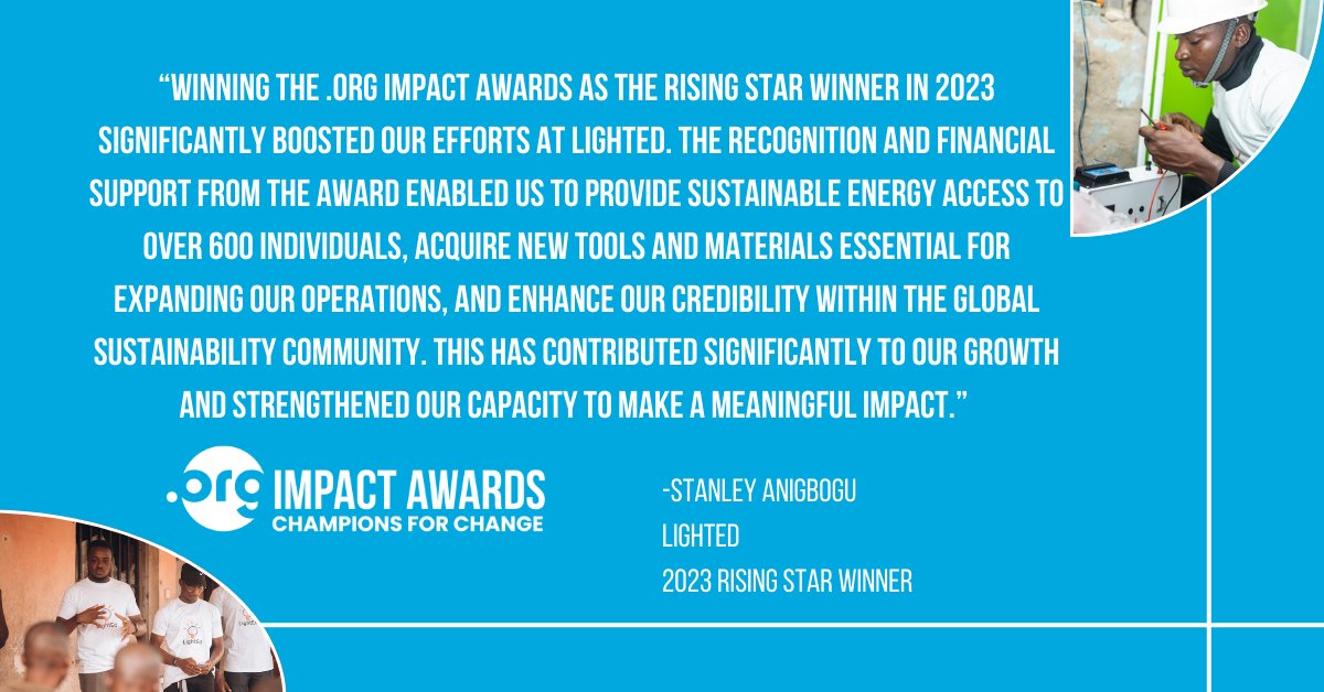 The #ORGImpactAwards are now open! Hear from our 2023 Rising Star, @StanleyAnibogu, on how the .ORG Impact Awards boosted @lightedpage's efforts. Submit your nomination today at orgimpactawards.org.