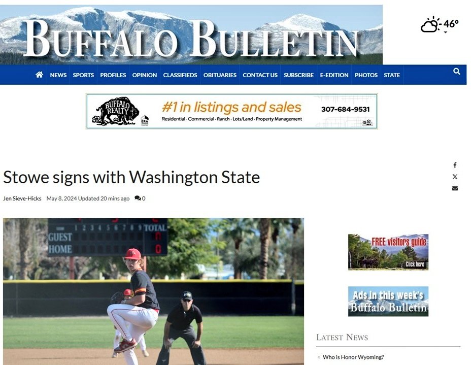 STORY! ⚾ From the @BuffBulletin - Complete article of @CollegeOfDesert @CODBaseball24 freshman right handed pitcher & designated hitter @TrevStowe1 signing with @WSUCougarBsb featured on 5/8. A special thanks to the hard work of Jen Sieve-Hicks. ⚾ buffalobulletin.com/sports/article…