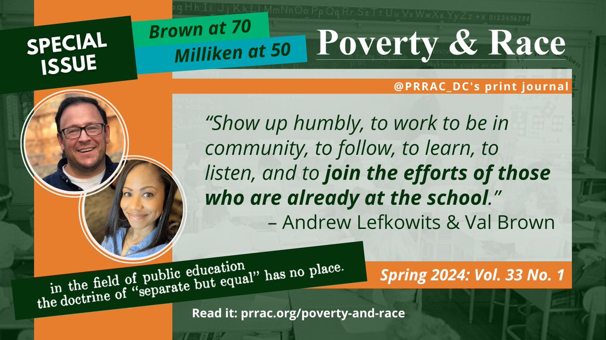 1960: Ruby Bridges bravely walked to desegregate her school.
2024: We’re still battling school #segregation.
The Problem We All Live With persists. Learn of the work @integratedschls is doing to combat this problem in our new #PovertyandRace. #BrownAt70
bit.ly/BrownAt70