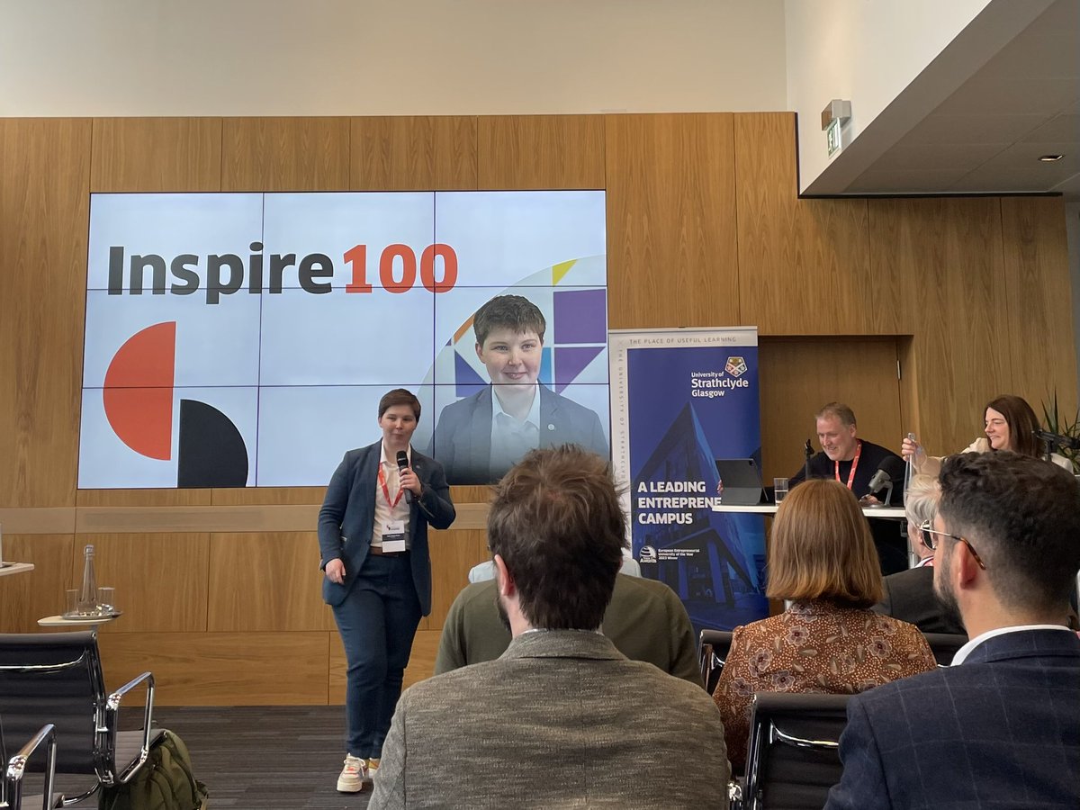 StrathInspire's tweet image. Pitches by @UniStrathclyde-led companies have begun, with Kayla-Megan Burns from podcast company @songplistic kicking them off 👏
 
Thanks to our 3 judges – Michelle Kinnaird, @scotent, Paul Wilson, @FilamentStac &amp;amp; Neil Logan, @unistrathclyde
 
#Inspire100
