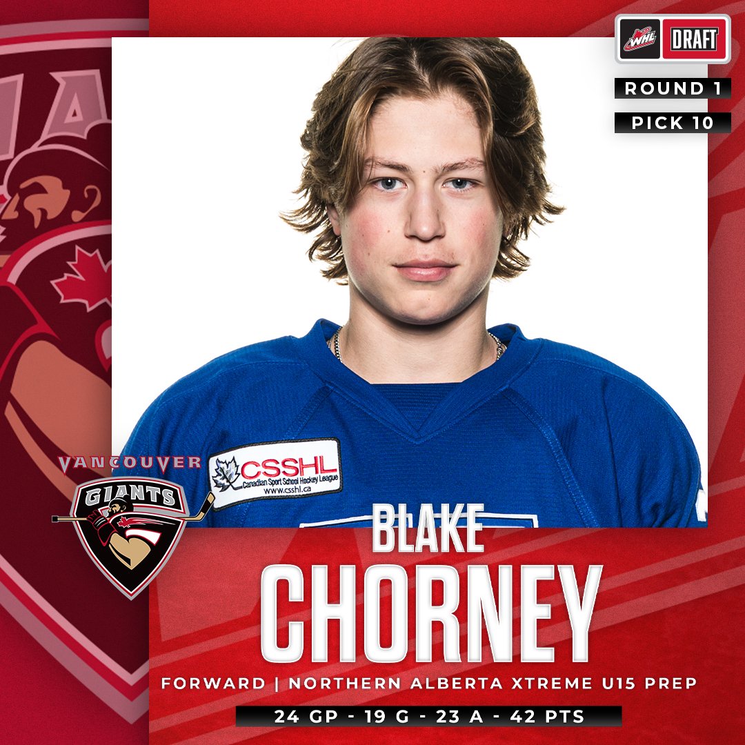 With the 10th overall pick at the 2024 #WHLDraft, the @WHLGiants select Blake Chorney from the Northern Albert Xtreme U15 Prep.