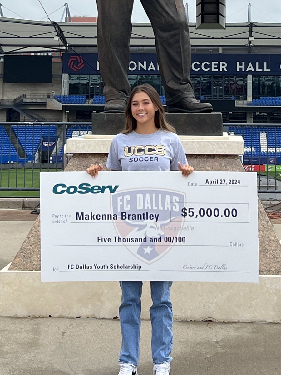 I’m very grateful to have been awarded the FCD Scott Dymond college scholarship presented by @CoServ 💚🎓⚽️ Thank You!! I’ve only played for one soccer club and couldn’t have imagined playing anywhere else than @FCDwomen #DTID 💙🫶🏼 @UCCSws @GoMountainLions