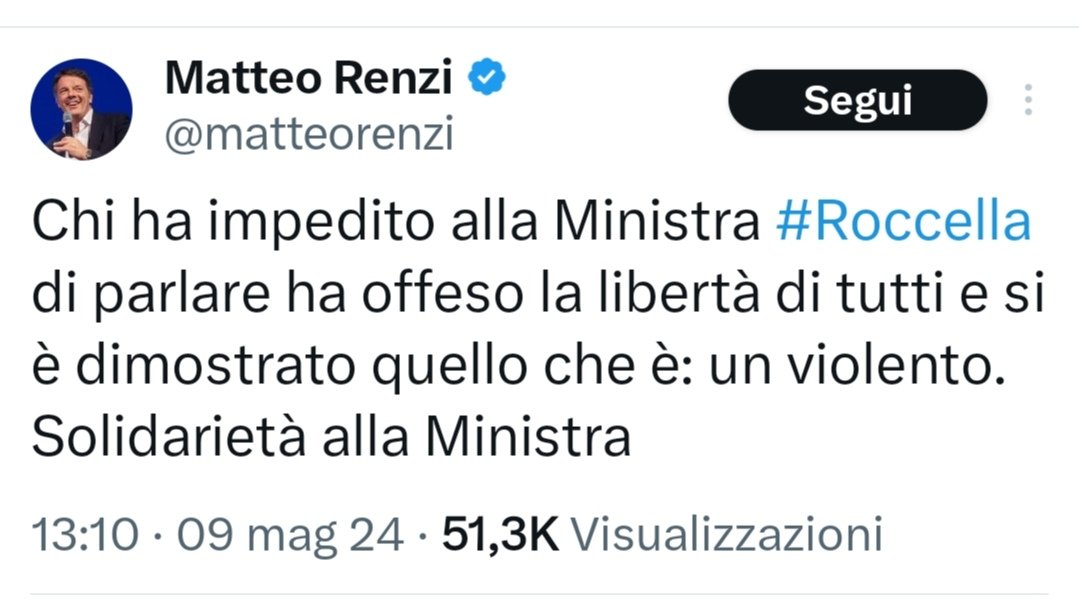 Perché un liberale difende chi sta tentando di farci tornare indietro sui diritti civili e sta attaccando, con posizioni antiscientifiche, le libertà di pertinenza delle singole coscienze e quei pochi obiettivi raggiunti necessari per la parità di genere?
#Roccella #Renzi