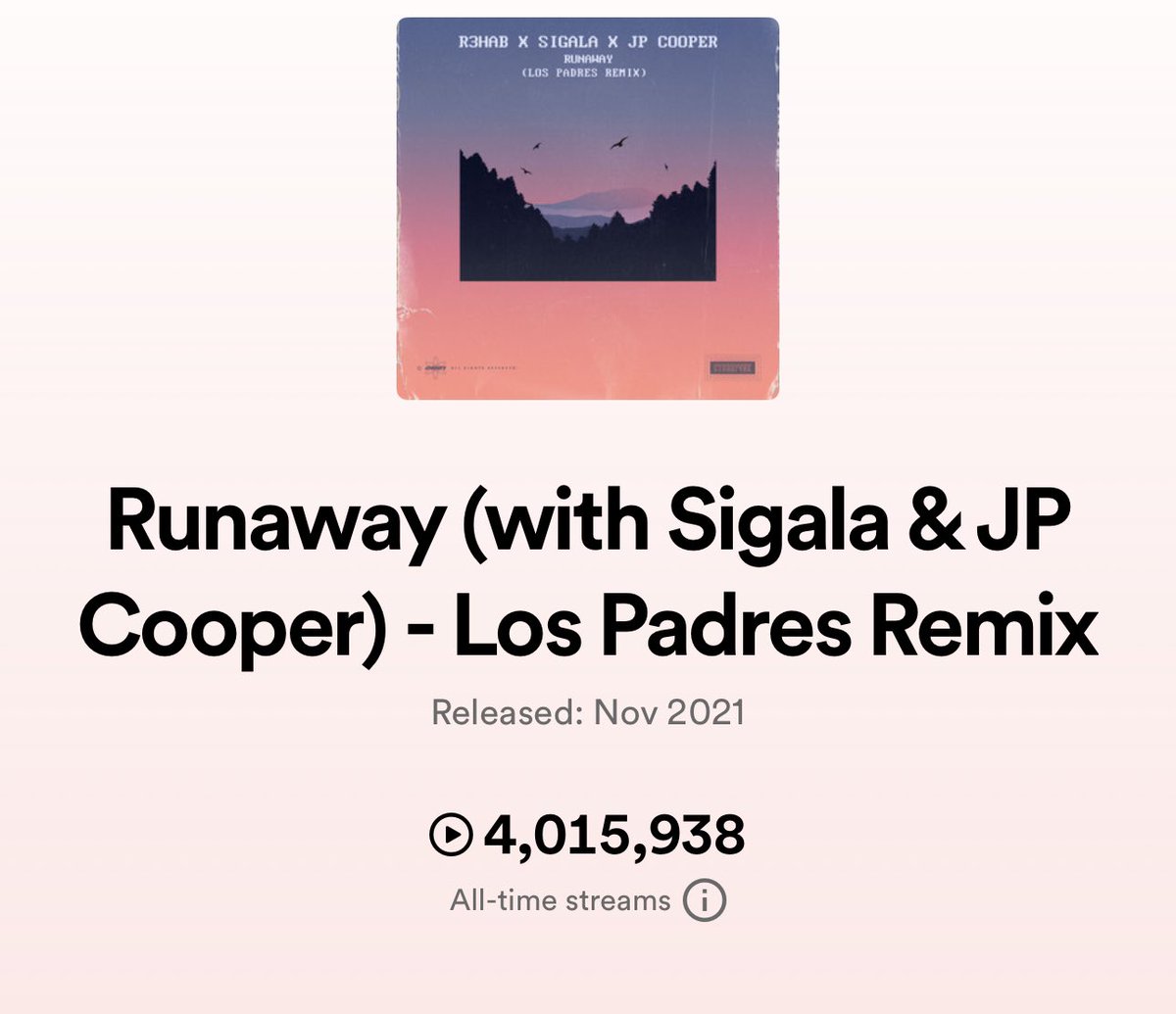 4 MILLION streams! Let’s GO! 

WHAT. a. MILESTONE!!!

@R3HAB @JPCooperMusic @SigalaMusic