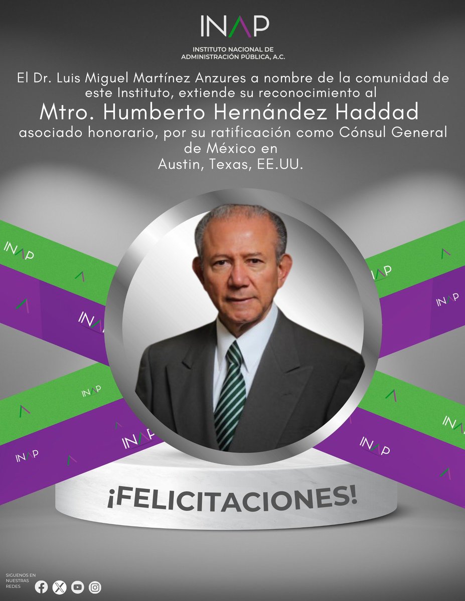 Extendemos nuestras felicitaciones a nuestro asociado honorario, el Mtro. Humberto Hernández Haddad. ¡Enhorabuena! 🥳