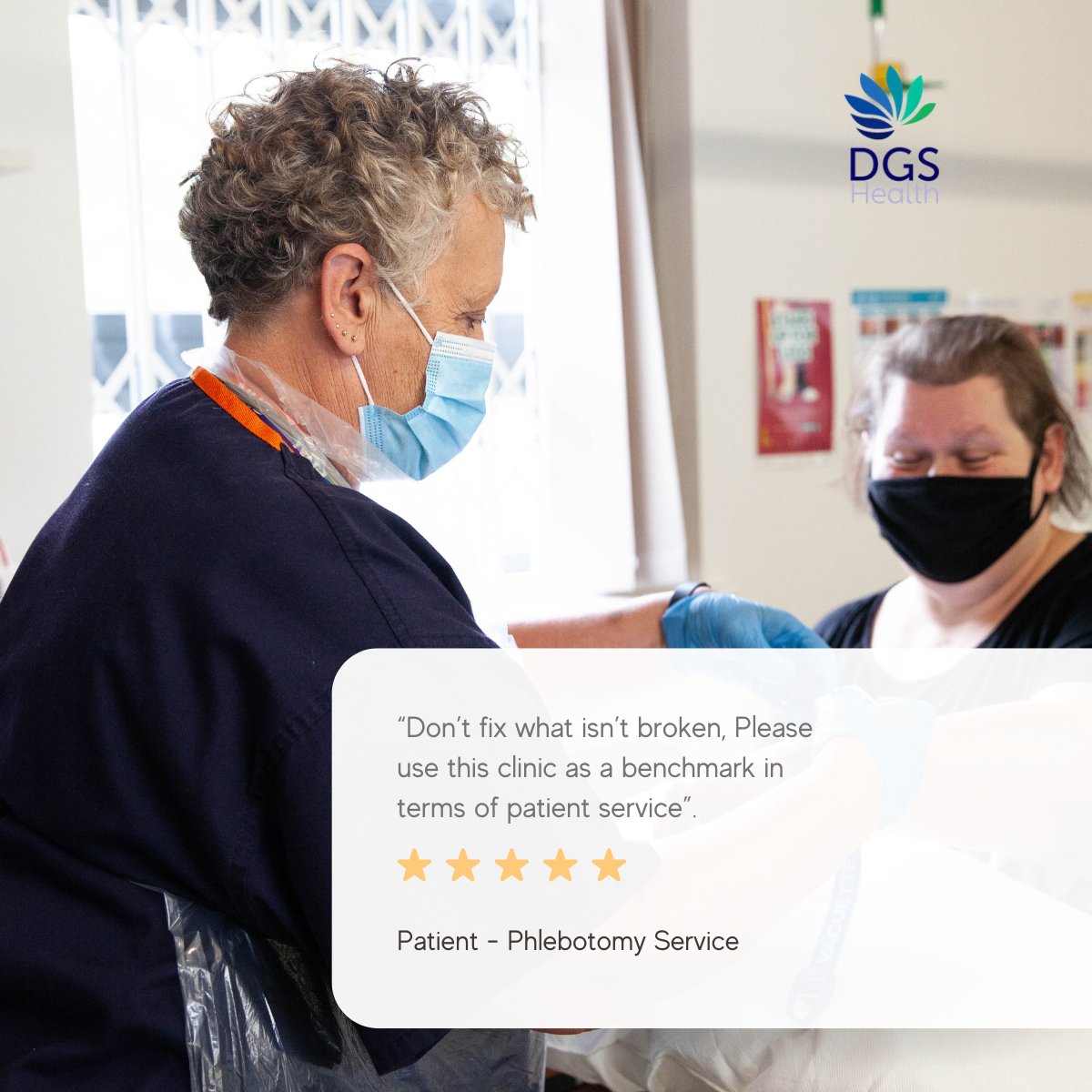 At DGS Health, our phlebotomist Joy is receiving glowing patient feedback! 📷 Thank you for sharing your positive experiences with us. We're committed to providing exceptional care every step of the way. #PatientCare #Phlebotomy #DGSHealth