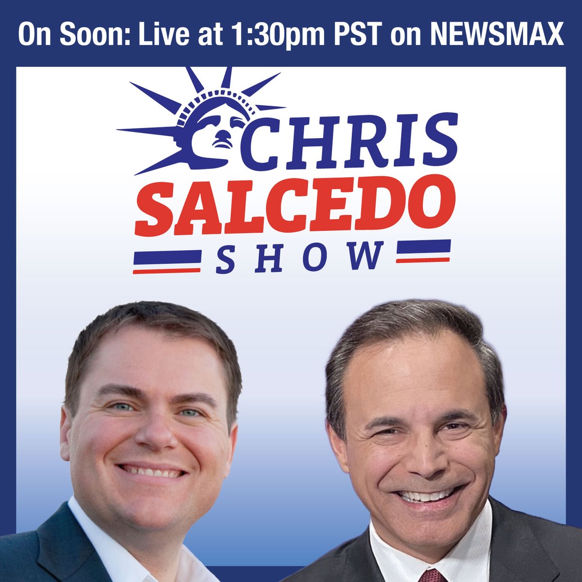 TODAY at 1:30PM: I'll be on “The Chris Salcedo Show” on @NEWSMAX — watch as Chris & I discuss latest insanity in CA! Plus, what do YOU think is craziest thing CA politicians have done in last year? Let me know in the comments & I’ll cover “best of the worst” in my upcoming hit!