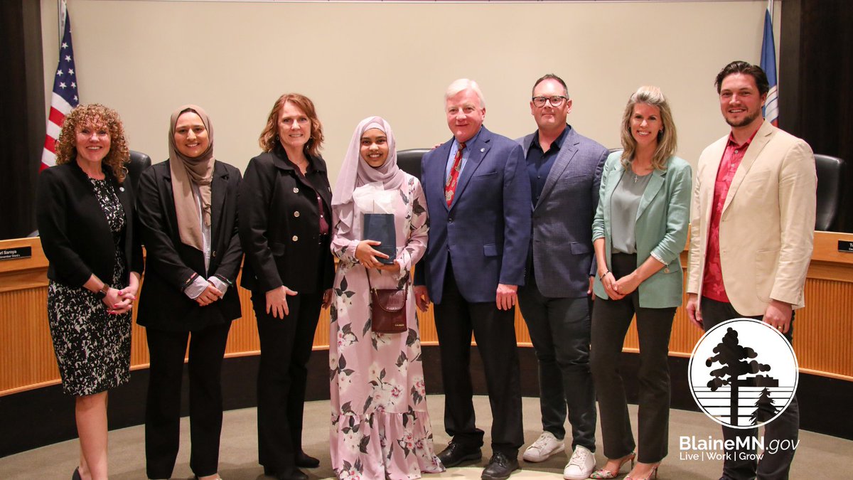 This week the Blaine City Council honored Muminah Nihaar Mohammed, a Blaine resident and high school senior, for her outstanding achievements in STEM. Recognized as a 2024 National STEM Challenge Champion, congratulations Muminah! bit.ly/4af6WAD #BlaineMN