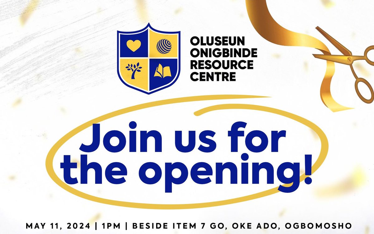 Join our partners and friends for the opening of Oluseun Onigbinde Resource Centre, a community library, resource hub and skills acquisition center. More details: onigbindecentre.org