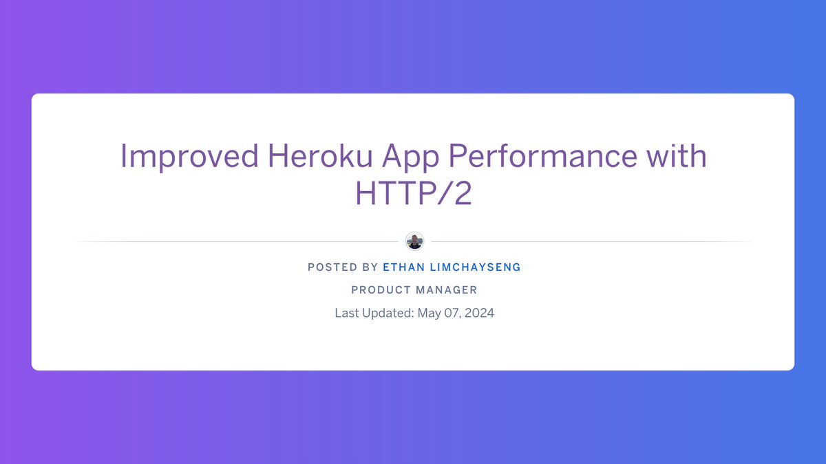 TIL Heroku has finally added HTTP/2 support!

Enable it via:
$ heroku labs:enable http-routing-2-dot-0 -a <app name>

Note that it doesn't yet work for herokuapp.com domains (yet), only custom ones.

More info on their blog: blog.heroku.com/heroku-http2-p…