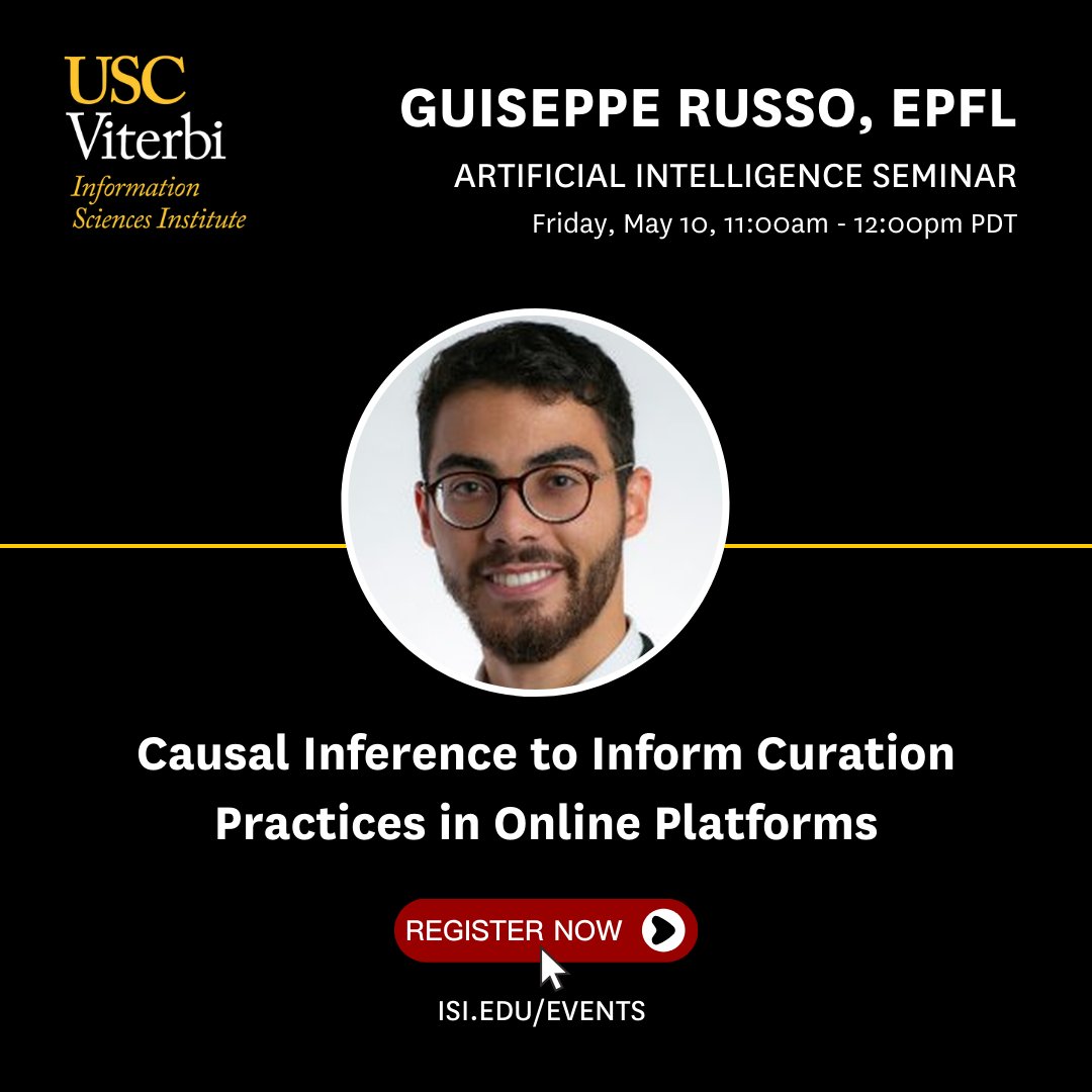 Join us for an AI seminar tomorrow! Guiseppe Russo is a Postdoctoral Researcher at Ecole Polytechnique Fédérale de Lausanne. In this seminar, he'll highlight the critical need for improving the methodologies used in content curation practices. Join here: bit.ly/3y9vxJv