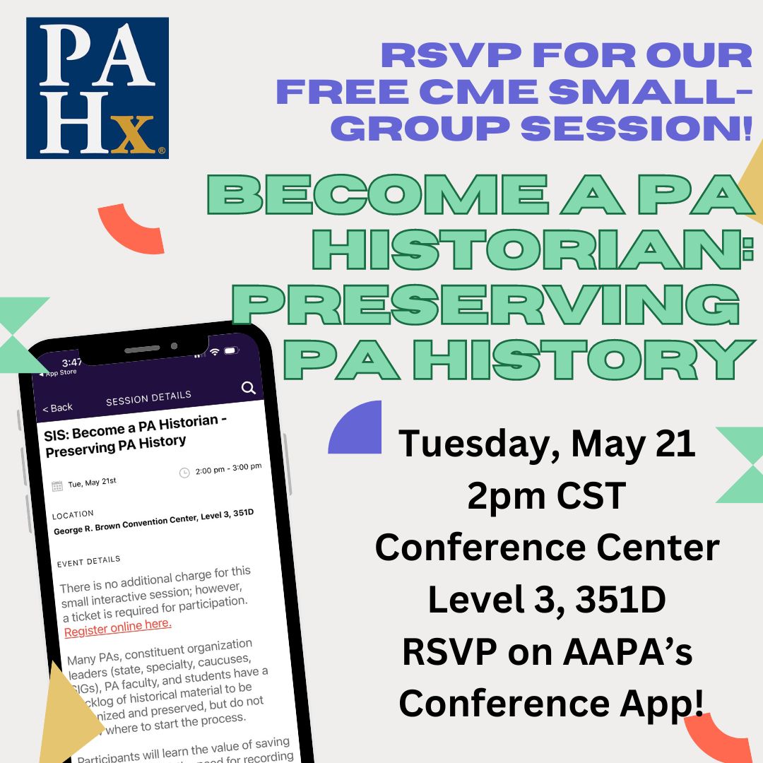 There is still time to RSVP for our FREE small-group CME session at AAPA in Houston! Learn what to save and how to save it to preserve the history of the profession, your organization or your PA class! bit.ly/3ThRnD2