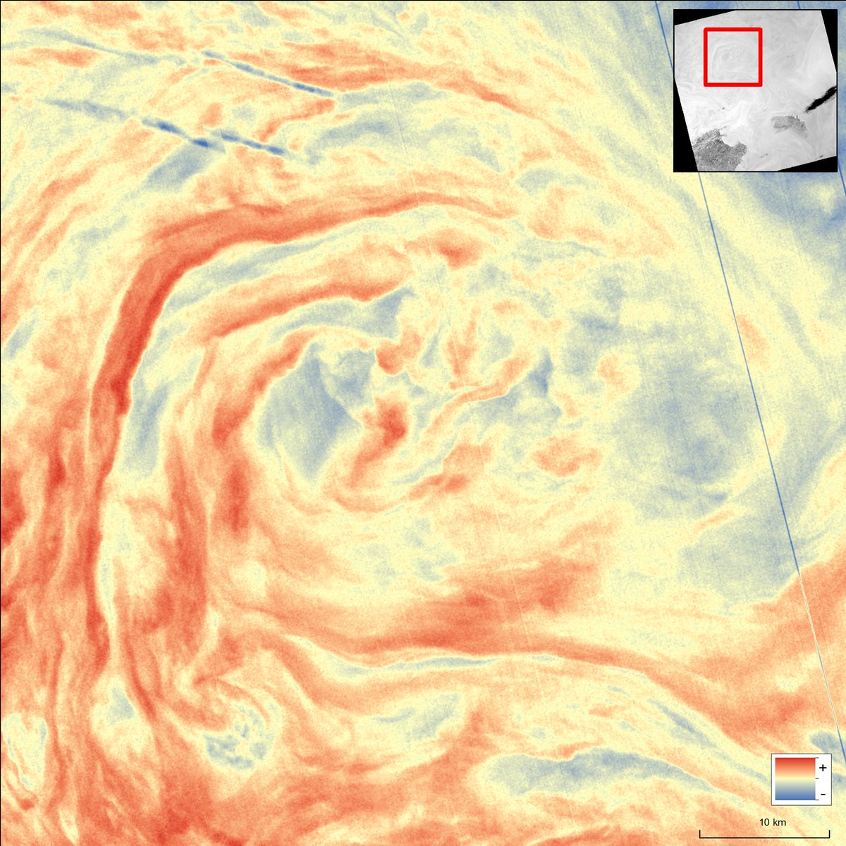 La teledetecció és una eina molt valuosa per analitzar la dinàmica dels oceans. Fixau-vos en aquesta preciosa imatge del mes d'abril captada pel satèl·lit Landsat, on el seu sensor registra la temperatura de la superfície del mar, dibuixant un bell remolí a la mar Balear.