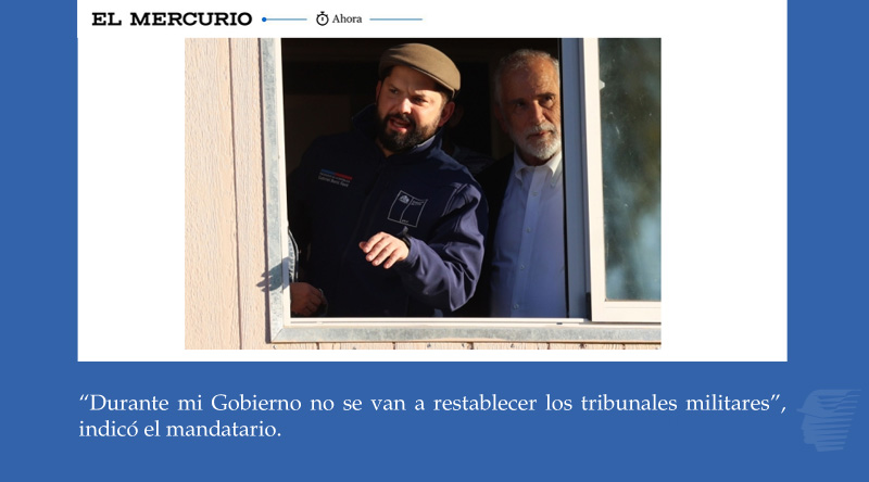 El Mercurio Ahora | Presidente Boric rechaza incluir justicia militar en las RUF merreader.emol.cl/NotiAdmin?show…