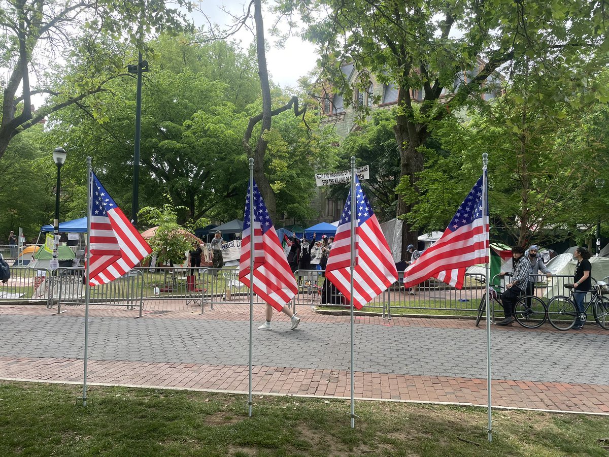 All 4 Flags at UPenn were taken down by a mob of protesters. STUDENTS WILL BE PUTTING UP 8 FLAGS TODAY. Everyday we will honor this country.

Flagseverywhere.com