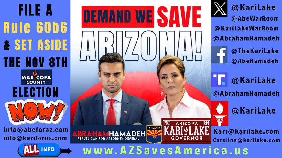 @JDunlap1974 I will support Kari @KariLakeWarRoom @KariLake when she files a RULE 60b6 and set aside the Nov 8th, 2022 fraudulent election. She WON the AZ Governor office. She must use the CORRECT and legit evidence from the AZ Maricopa County. My friend Michele @EverythingHomeT and Leo…